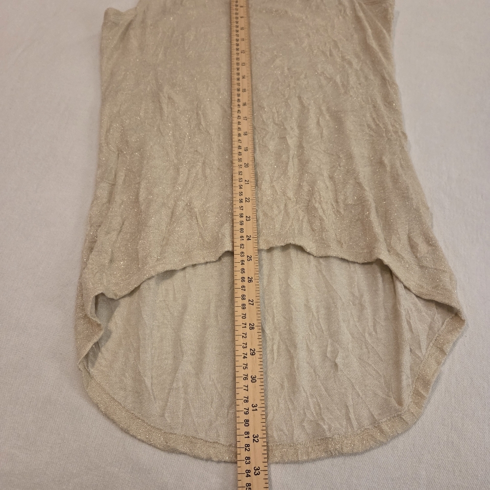 FREE PEOPLE Golden Metallic Sparkle Hi Lo Crinkle Textured Tank Top Women's XS - Picture 7 of 11